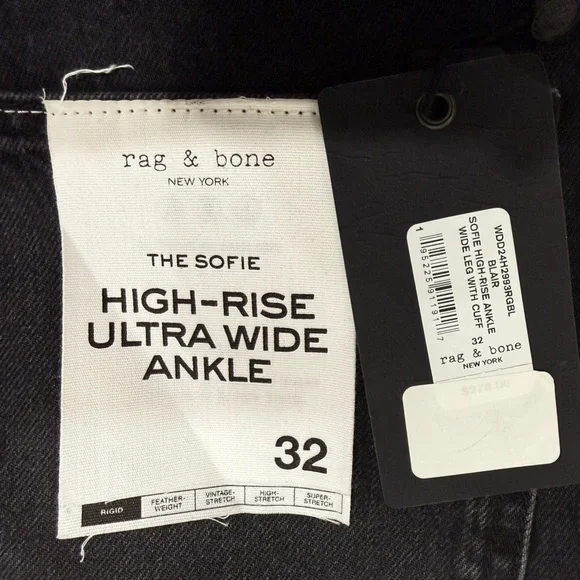 NWT Rag & Bone BLAIR SOFIE HIGH-RISE ANKLE WIDE LEG WITH CUFF RIGID Sz 32